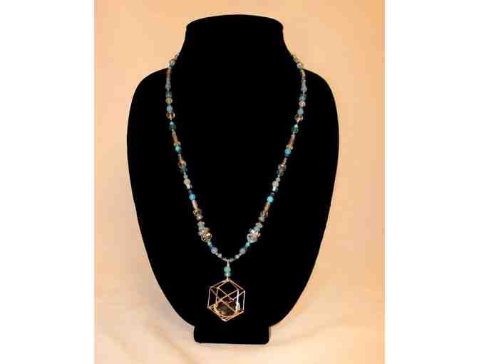 Caged Gem Necklace with Beading