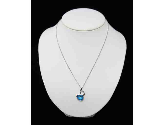 Silver Swan Shape Blue Crystal Necklace and Earrings Set