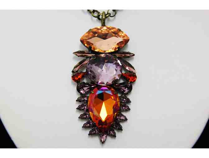 Opal, Peach and Pink Tanzanite and Swarovski Crystal Necklace by Tova