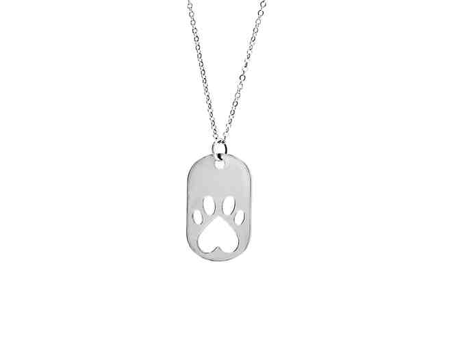 Sterling Silver Necklace with Paw Print Dog Tag