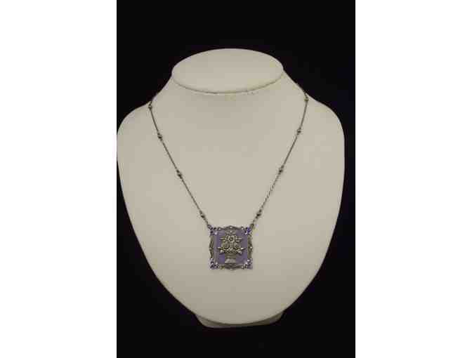 Anne Koplik Lavender Flower Basket Pendant with Chain and $25 Gift Certificate