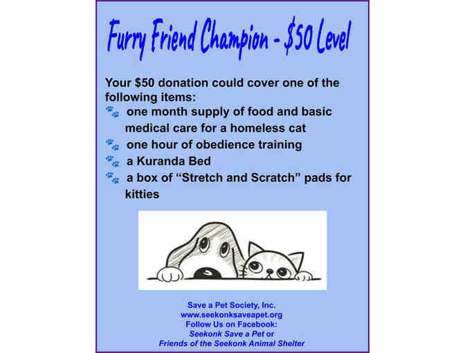 Furry Friend Champion - $50 Level