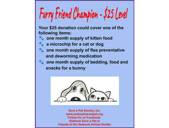 Furry Friend Champion - $25 Level