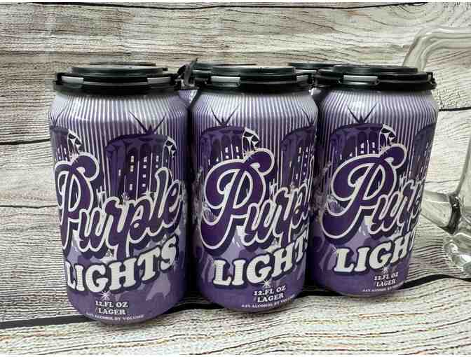 2 SFA Beer Mugs and a 6-Pack of Purple Light's Beer