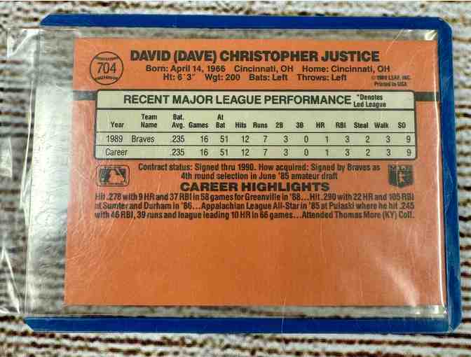 1990 Donruss Baseball Card #704 David Justice