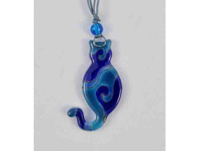 Blue Swirl Kitty Necklace