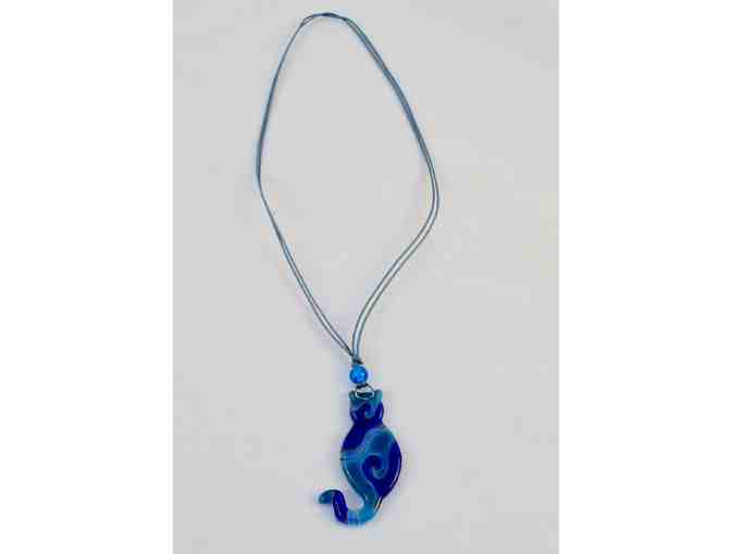 Blue Swirl Kitty Necklace