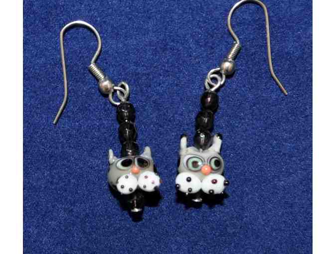 Glass Bead Cat Earrings