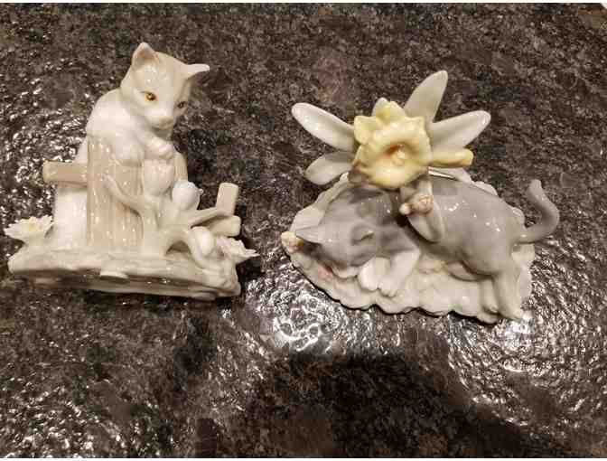 Pair of Cat Figurines - Not Lladro but that style- Lot of Two