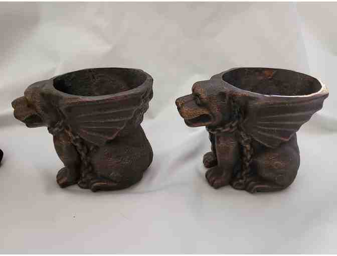 Pair Heavy Gargoyle Containers/Planters/Vases/Bookends