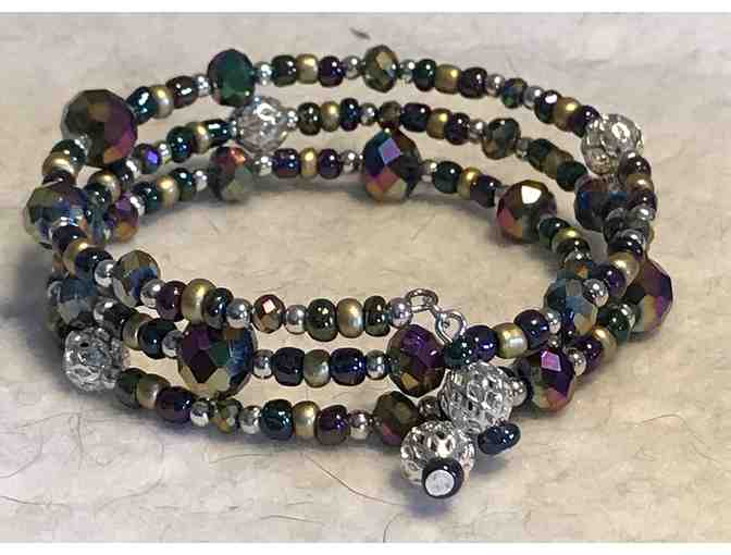 Lightweight Beaded Wrap Bracelet - Metallic Tones