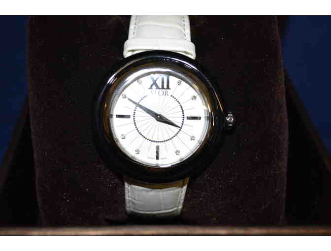 ALOR Collection Stainless Steel and Genuine Leather Watch