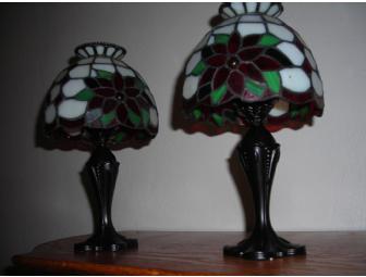 2 Beautiful Tiffany Style Poinsettia Tealight Lamp