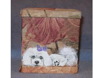 Bichon Hand Paint Tapestry Tissue Holder