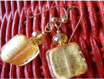 Gold Venetian Glass Earrings