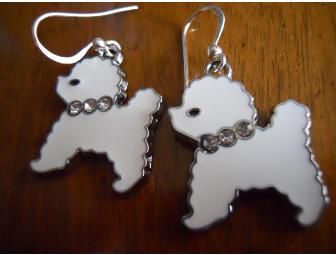 Bichon Charm Silver Earrings