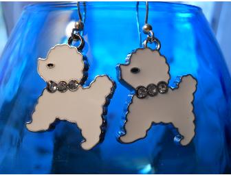 Bichon Charm Silver Earrings