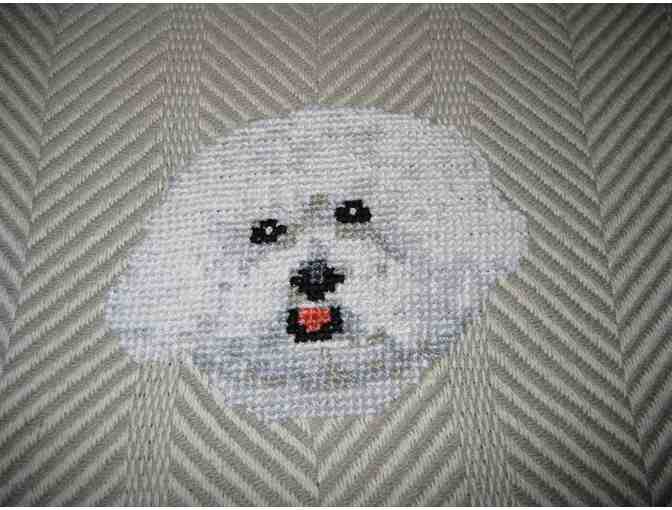Blanket with Cross Stitched Bichon Heads