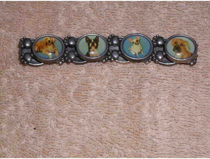 Silvertone bracelet with vintage dogs