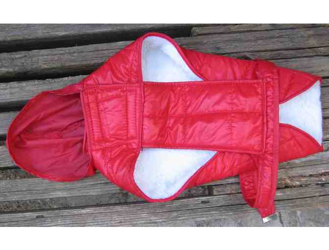 Red Quilted Dog Jacket with hood