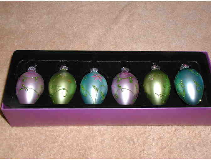 Box of hand decorated ornaments