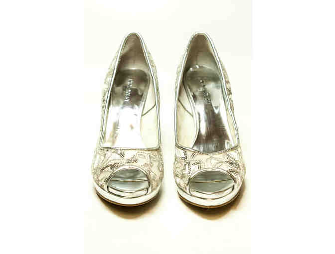 Silver Nine West Heels Women's Size: 6