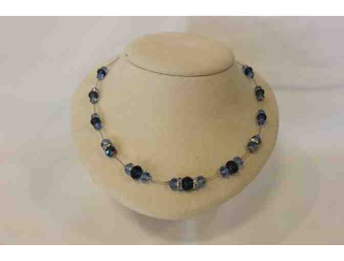 Women's Blue Beaded Necklace and Bracelet