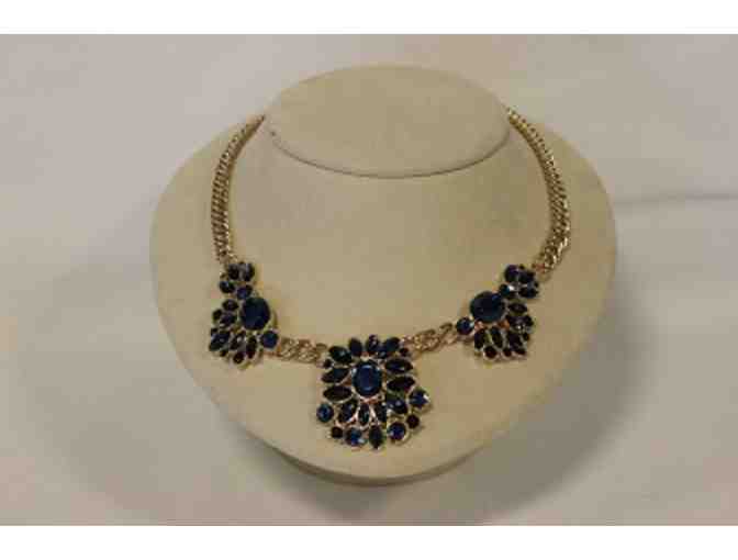 Women's Vintage Inspired Blue Necklace and Earrings