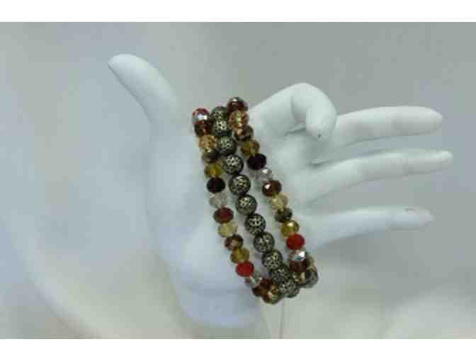 Women's Fall Bead Necklace, Earrings and Bracelet