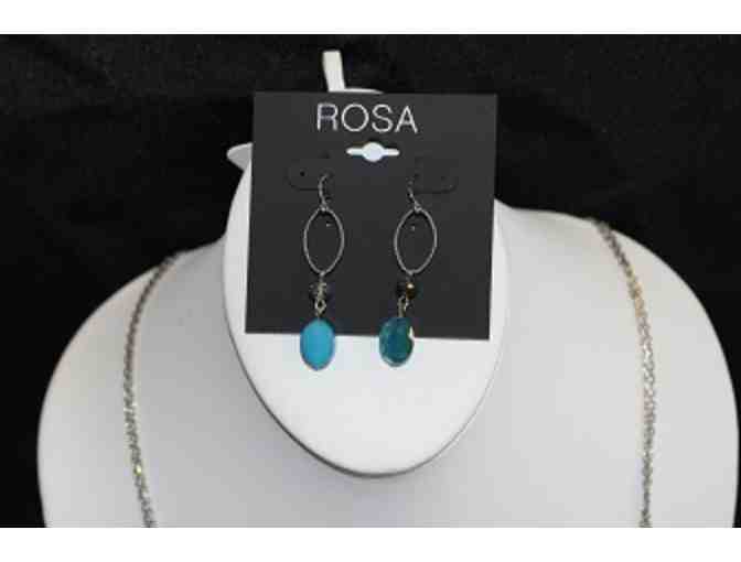 Women's Long Strand Turquoise Blue Necklace and Earrings