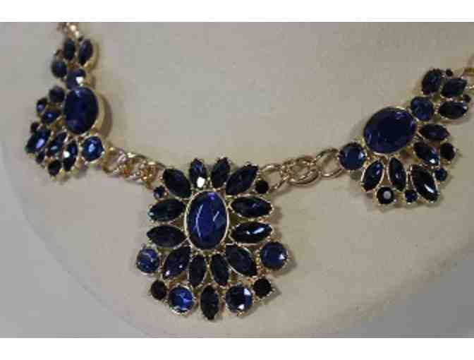 Women's Vintage Inspired Blue Necklace and Earrings