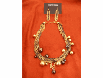 Mixed-Metal, Chain-Linked Necklace and Earrings