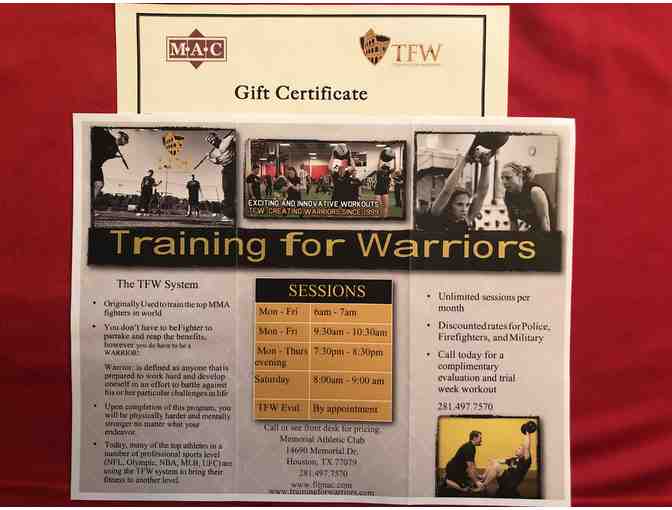 Memorial Athletic Club One month of 'Training for Warriors'