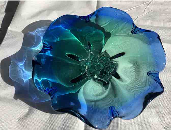 Handblown blue glass platter