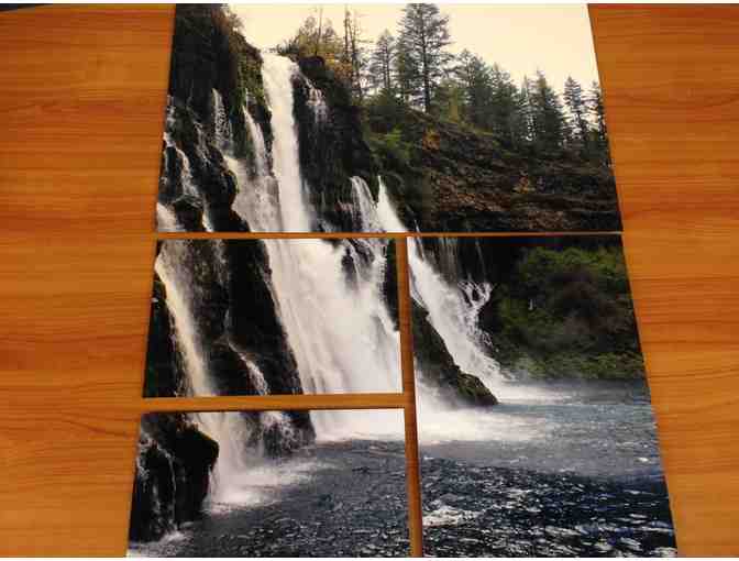 Mosaic Waterfall Photo Mounted on Metal