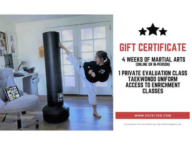 Excel Taekwondo Center - 4-Week Online or In Person, 1 Private Intro Class & Uniform
