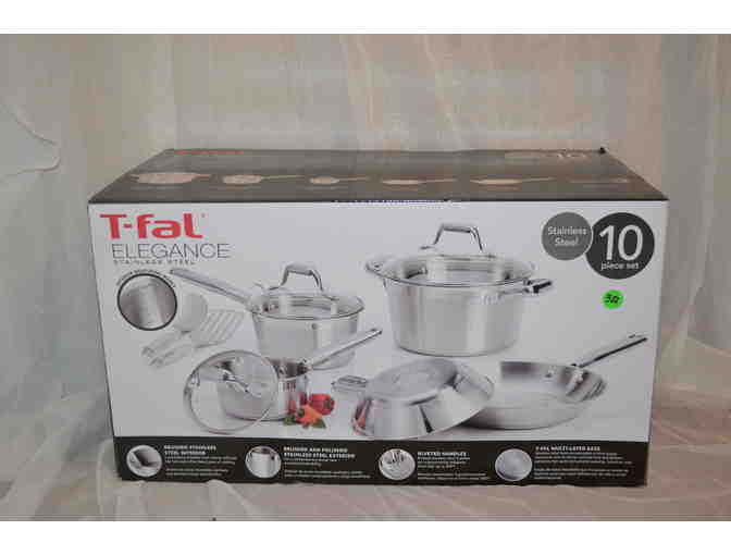 T-fal Elegance Stainless Steel Cookware Set, 10-Piece, Silver