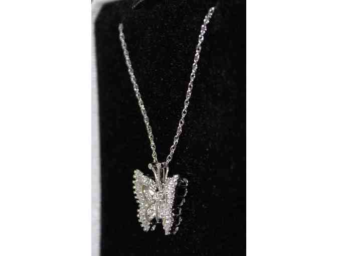 THREE Raffle Tickets :  Stunning .28 tw Diamond and 14K White Gold Butterfly Necklace!