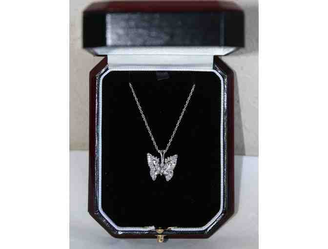 THREE Raffle Tickets :  Stunning .28 tw Diamond and 14K White Gold Butterfly Necklace!