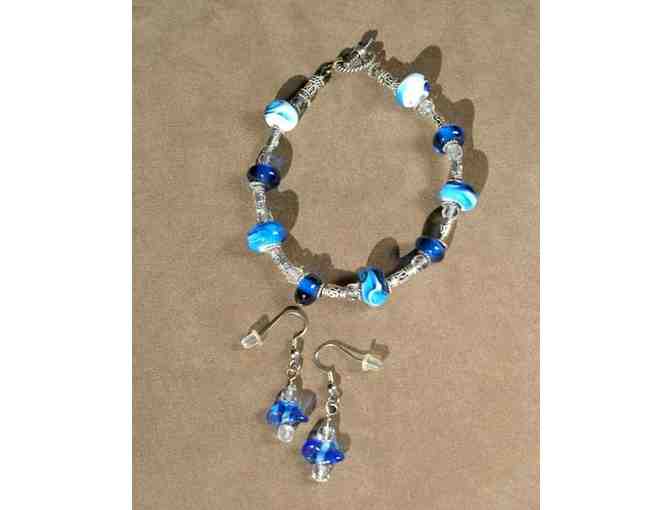 Blues Bracelet &amp; Matching Earrings Artisan Jewelry Set - Photo 1