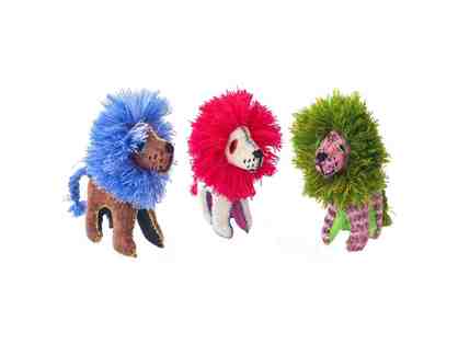 Chiapas Wool Felt Animalitos - Trio Of Lions