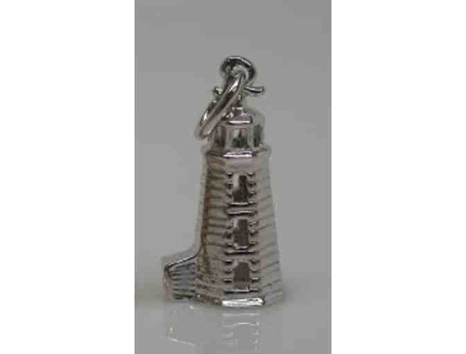 Sterling Lighthouse charm on silver box chain from N.L. Shaw & Company