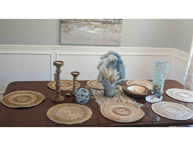 Ms. Hoffmann Class Project - Woven table runner and Coastal Dining set for 8