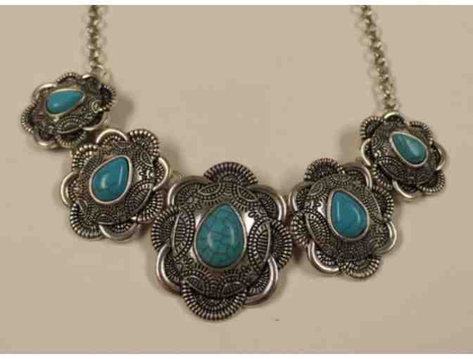 Turquoise and Silver Necklace and Earring Set