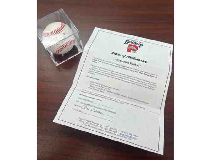 A signed, baseball from Payton Tolle of the Portland Sea Dogs