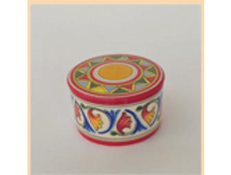 Handmade Silver Pomegranite Pendant & Handpainted Ceramic Box