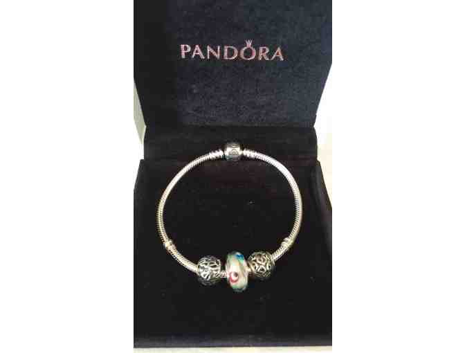 Pandora Sterling Silver Bracelet with Three Charms