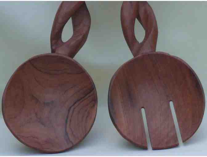 Hand Carved Carved Kenyan Wooden Spoon & Fork