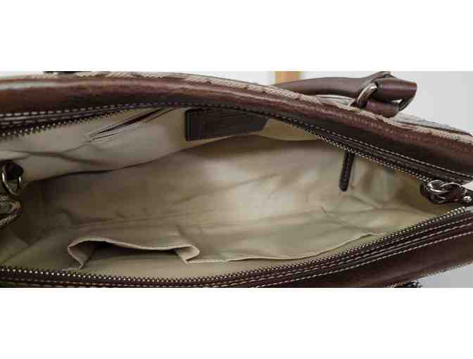 Authentic Coach Signature Print Purse Satchel Handbag Brown - Gently Used