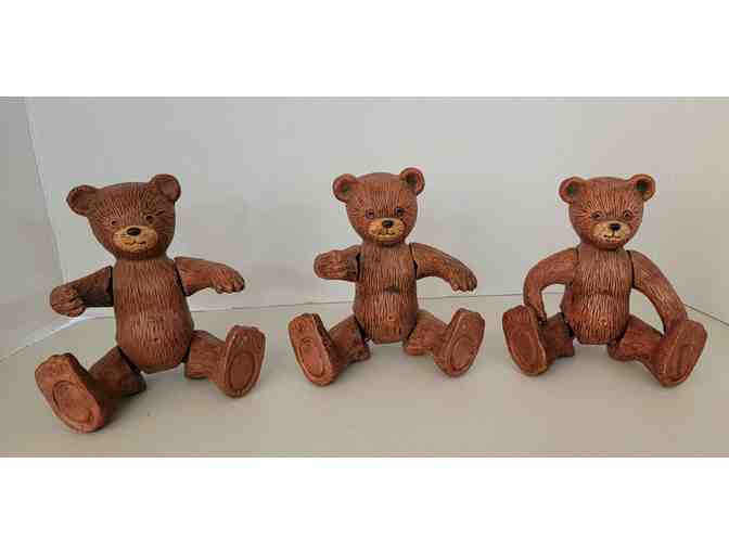 Ceramic Teddy Bears Doll with articulated arms/legs - Set of Three